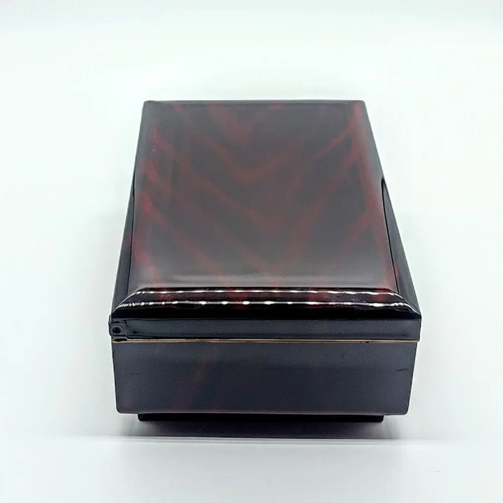 Vintage Otagiri Japan Tortoise Shell Lacquer Jewelry Music Box
